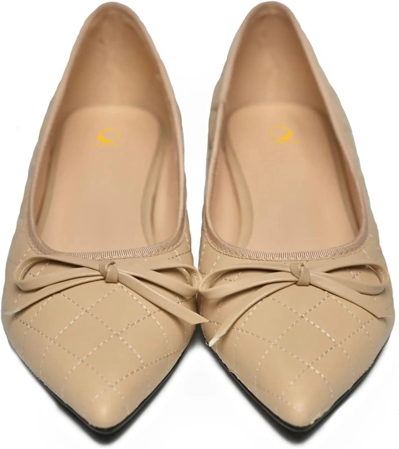 SHODENSE Women Quilted Bow Flats Pointed Toe Slip On Ballet Flats Comfortable Pointy Toe Flat Shoes Bow Tie 0.5 Inch Flat Heel Dress Shoes Matte Office Party Wedding Bridal Driver Flats 4-11 M US