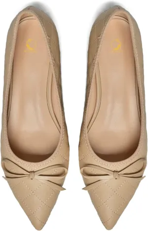 SHODENSE Women Quilted Bow Flats Pointed Toe Slip On Ballet Flats Comfortable Pointy Toe Flat Shoes Bow Tie 0.5 Inch Flat Heel Dress Shoes Matte Office Party Wedding Bridal Driver Flats 4-11 M US