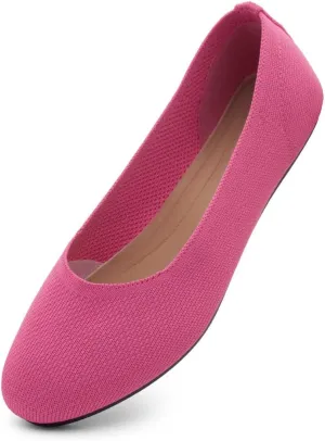 Shoe Land SL-Memory Women’s Flats – Round Toe Dressy Ballet Flats, Foldable Slip-On Knit Flat Shoes with Memory Foam, Comfortable for Daily Wear, Work, Office, and Party