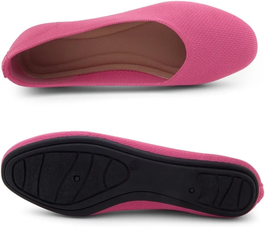 Shoe Land SL-Memory Women’s Flats – Round Toe Dressy Ballet Flats, Foldable Slip-On Knit Flat Shoes with Memory Foam, Comfortable for Daily Wear, Work, Office, and Party