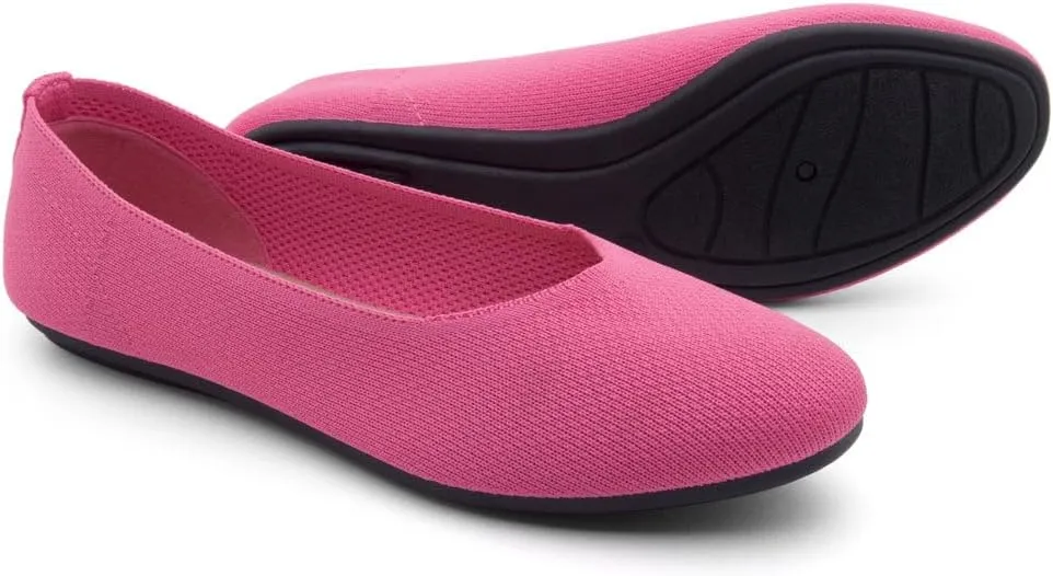 Shoe Land SL-Memory Women’s Flats – Round Toe Dressy Ballet Flats, Foldable Slip-On Knit Flat Shoes with Memory Foam, Comfortable for Daily Wear, Work, Office, and Party
