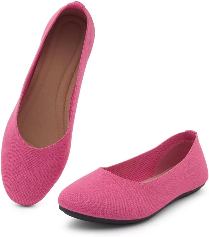 Shoe Land SL-Memory Women’s Flats – Round Toe Dressy Ballet Flats, Foldable Slip-On Knit Flat Shoes with Memory Foam, Comfortable for Daily Wear, Work, Office, and Party