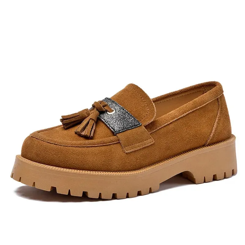 Shoes Female Suede Genuine Leather  British Style Spring