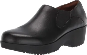 Shoes for Crews Clogs for Women, Slip Resistant, Water Resistant Slip-On Work Shoes for Food Service Chefs Kitchen Nurses Garden, Black, Leather