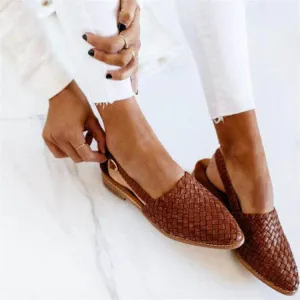 Sia™ |  Woven Pattern Low Heel Mule Shoes