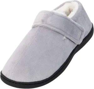 Silvert's Adaptive Clothing & Footwear Men’s Memory Foam Fleece Lined House Slippers for Seniors