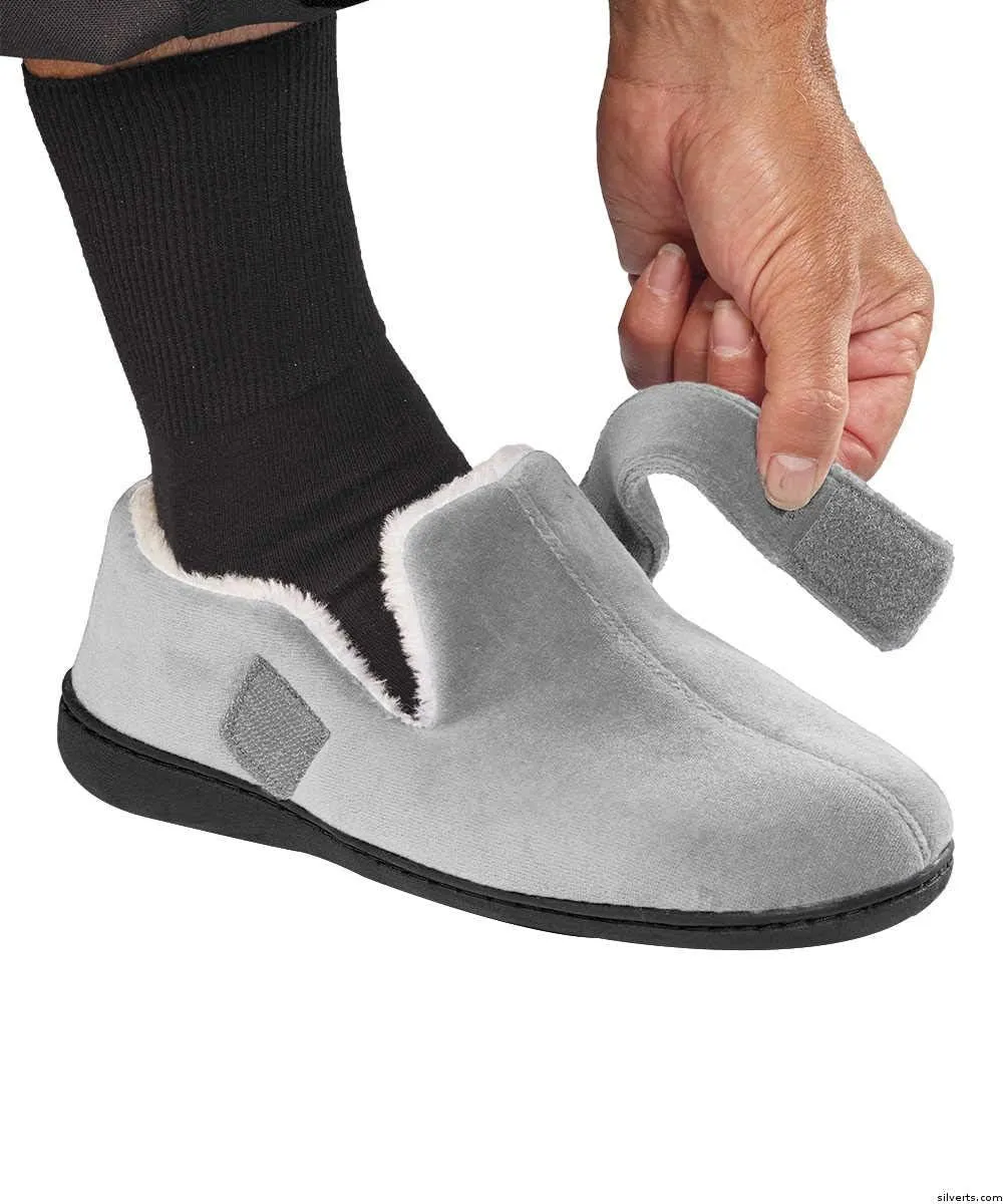Silvert's Adaptive Clothing & Footwear Men’s Memory Foam Fleece Lined House Slippers for Seniors