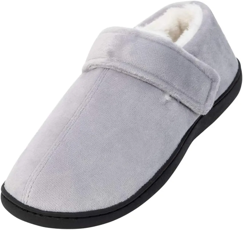 Silvert's Adaptive Clothing & Footwear Men’s Memory Foam Fleece Lined House Slippers for Seniors