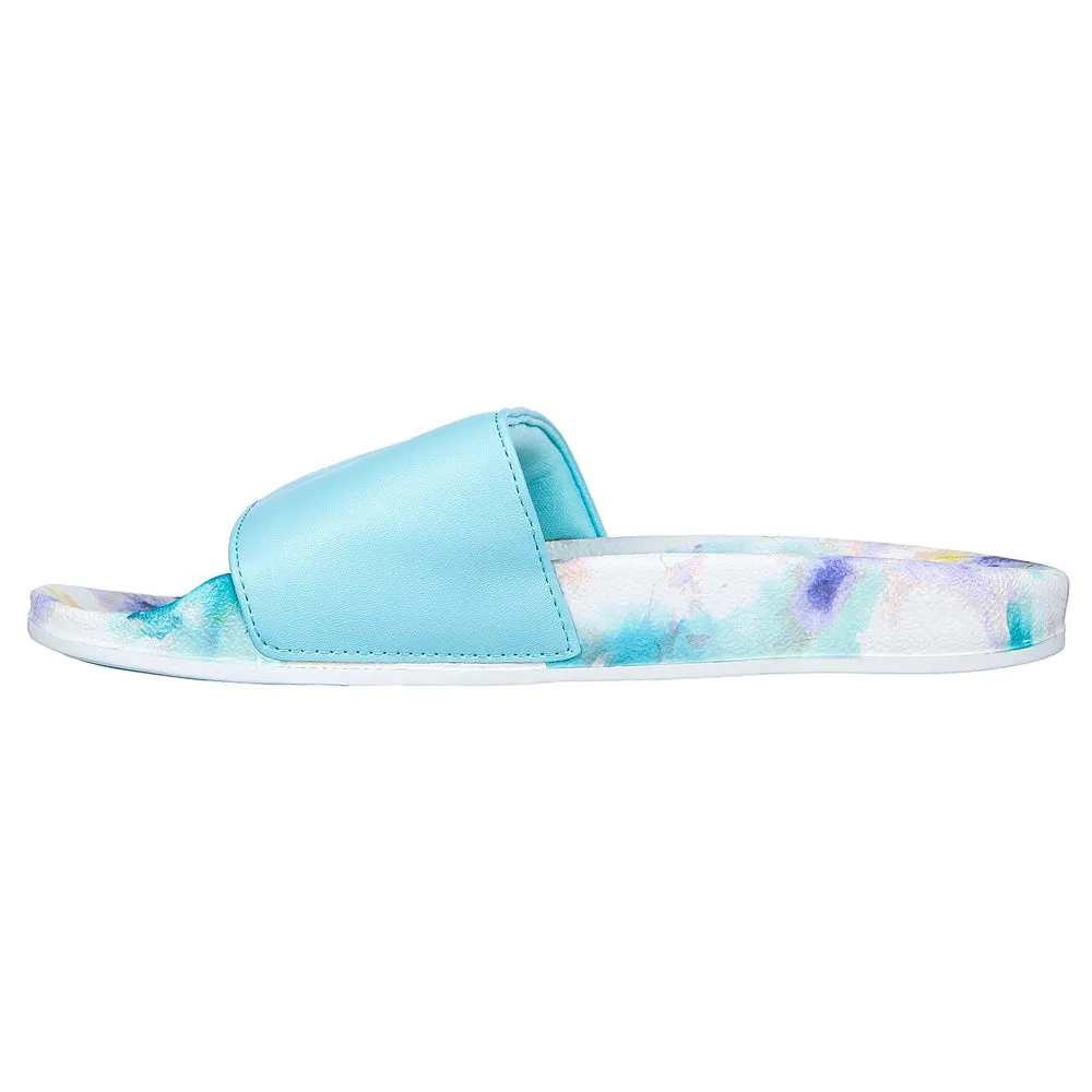 Skechers Womens Pop Ups True Colours Aqua Slip On Slider Sandals