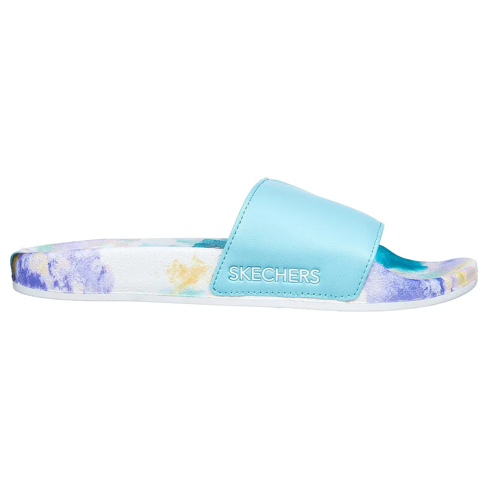 Skechers Womens Pop Ups True Colours Aqua Slip On Slider Sandals