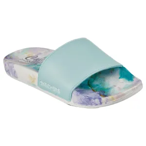 Skechers Womens Pop Ups True Colours Aqua Slip On Slider Sandals