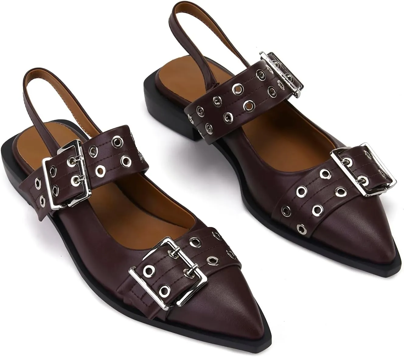 Slingback Ballet Flats for Women, Flats Closed Toe Ankle Strap Pump Shoes Flats Formal Dressy Comfortable Casual Classic Office Party Shoes