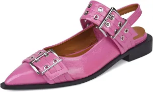 Slingback Ballet Flats for Women, Flats Closed Toe Ankle Strap Pump Shoes Flats Formal Dressy Comfortable Casual Classic Office Party Shoes