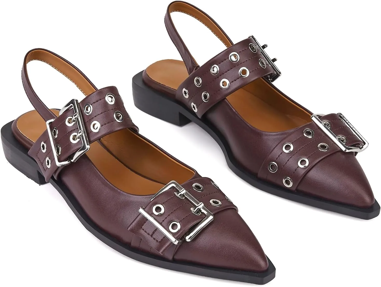 Slingback Ballet Flats for Women, Flats Closed Toe Ankle Strap Pump Shoes Flats Formal Dressy Comfortable Casual Classic Office Party Shoes