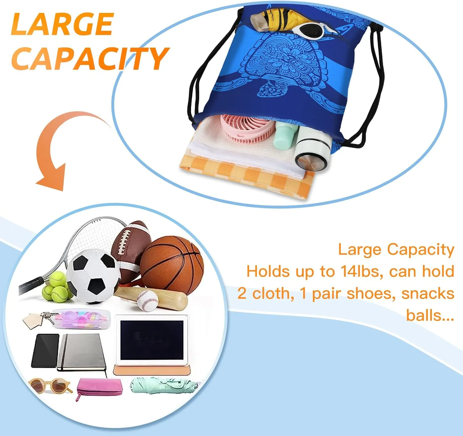 Slohif Drawstring Backpack Beach Swim Bag for Kids Draw String Dance Travel Cinch Ballet Gym Bags for Girls Boys Cute Turtle Waterproof Backpack for Swimming Summer Camp Pool Sports Nylon Large