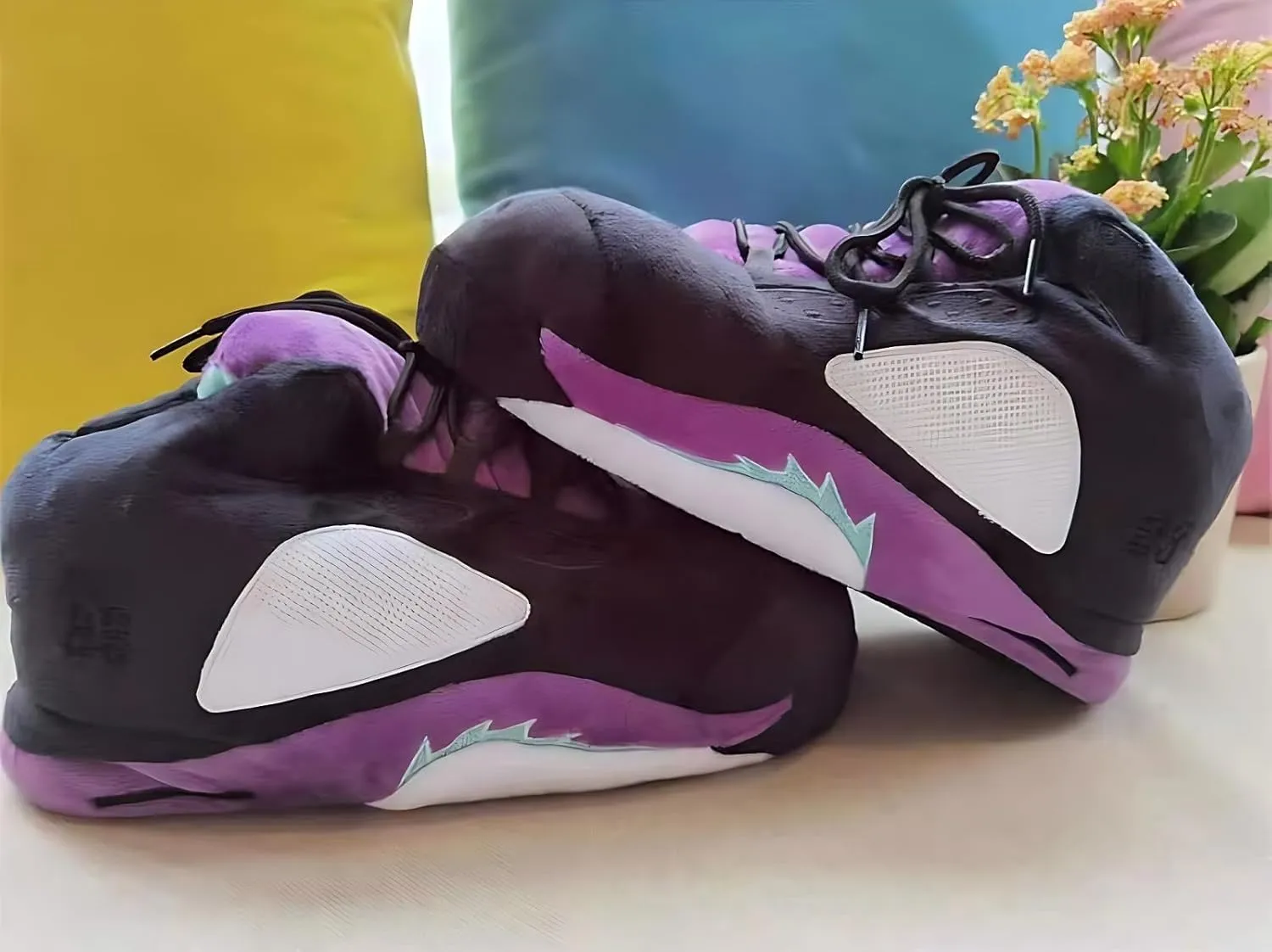 Sneaker Slippers for Men and Women Cozy Warm Home Plush Slippers Indoor Outdoor Non-slip Fluffy Shoes