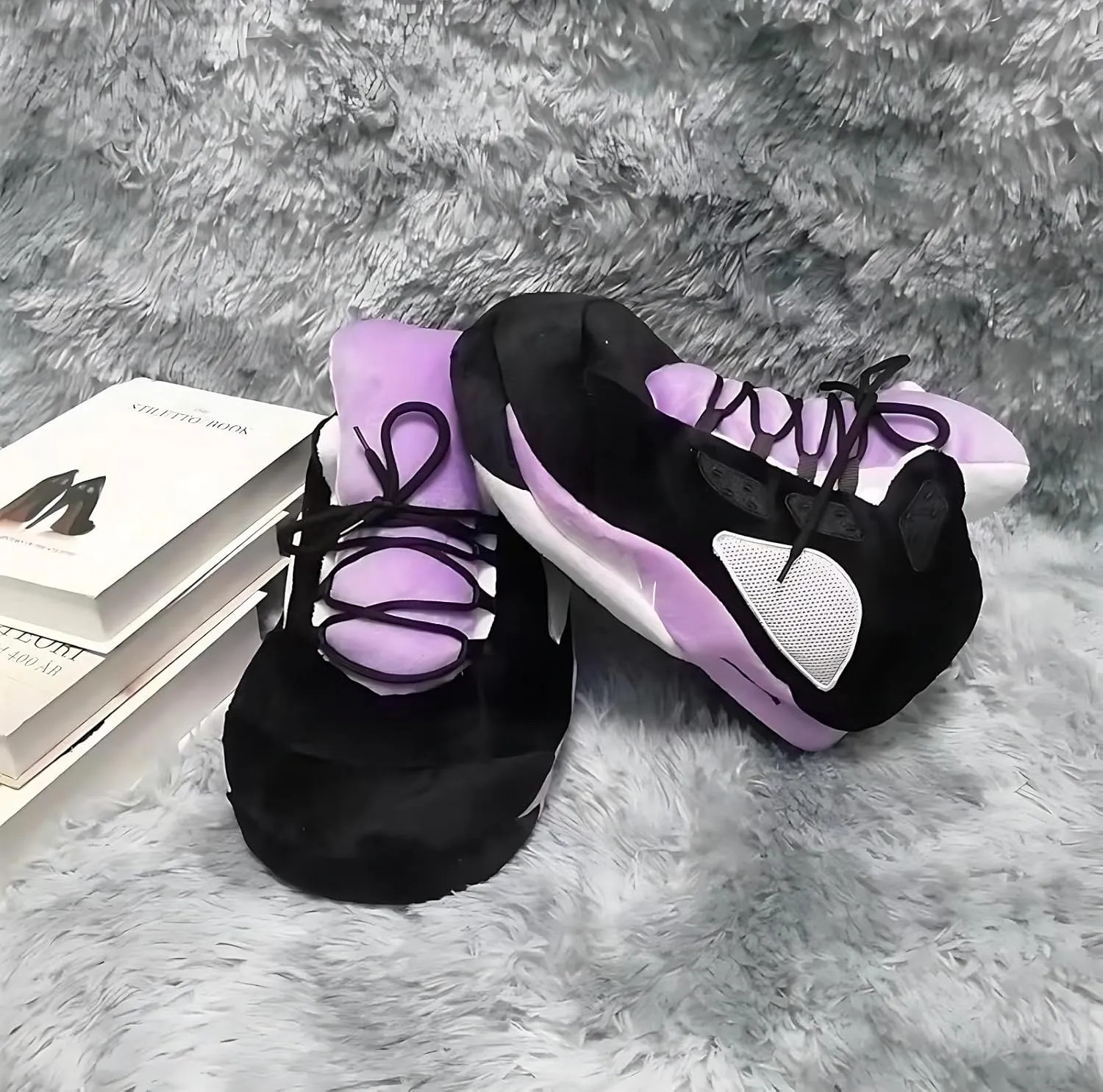 Sneaker Slippers for Men and Women Cozy Warm Home Plush Slippers Indoor Outdoor Non-slip Fluffy Shoes