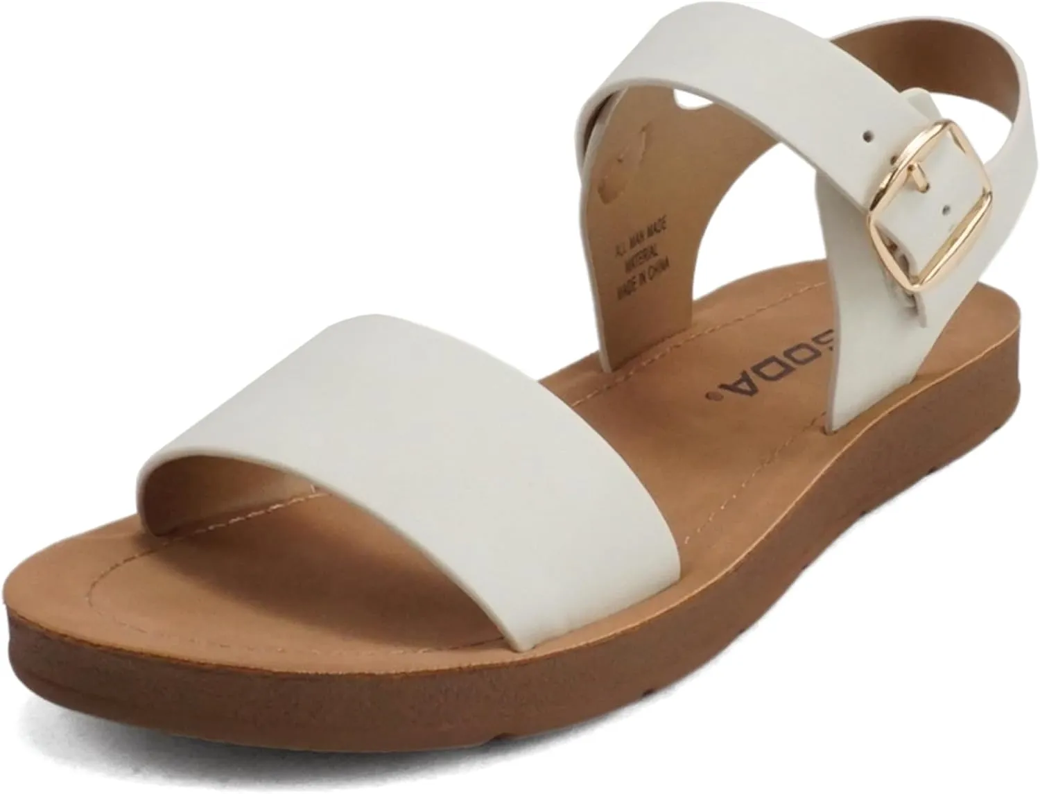 Soda PLENTY ~ Women's Strappy Ankle Wrap Buckle Fashion Flat Sandals