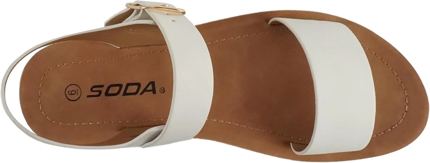 Soda PLENTY ~ Women's Strappy Ankle Wrap Buckle Fashion Flat Sandals