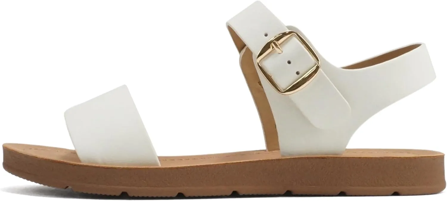 Soda PLENTY ~ Women's Strappy Ankle Wrap Buckle Fashion Flat Sandals