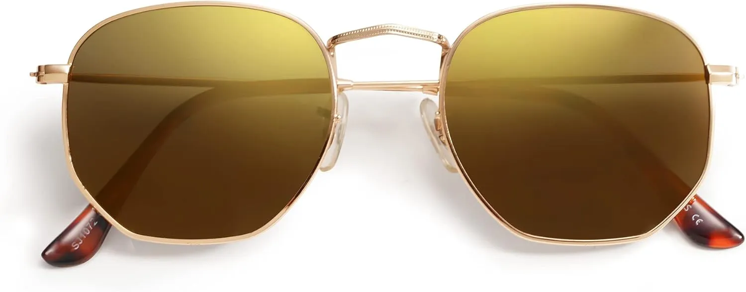 SOJOS Square Polarized Sunglasses for Women Men Small Hexagonal Polygon Shades SJ1072