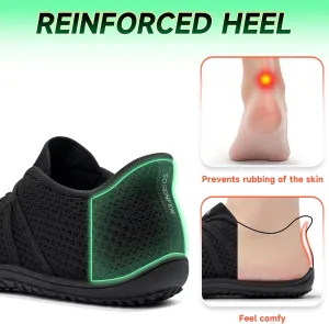 Sosenfer Women's Wide Toe Box Minimalist Barefoot Shoes Hands Free Slip On Sneakers Knit Zero Drop Sole Walking Shoes