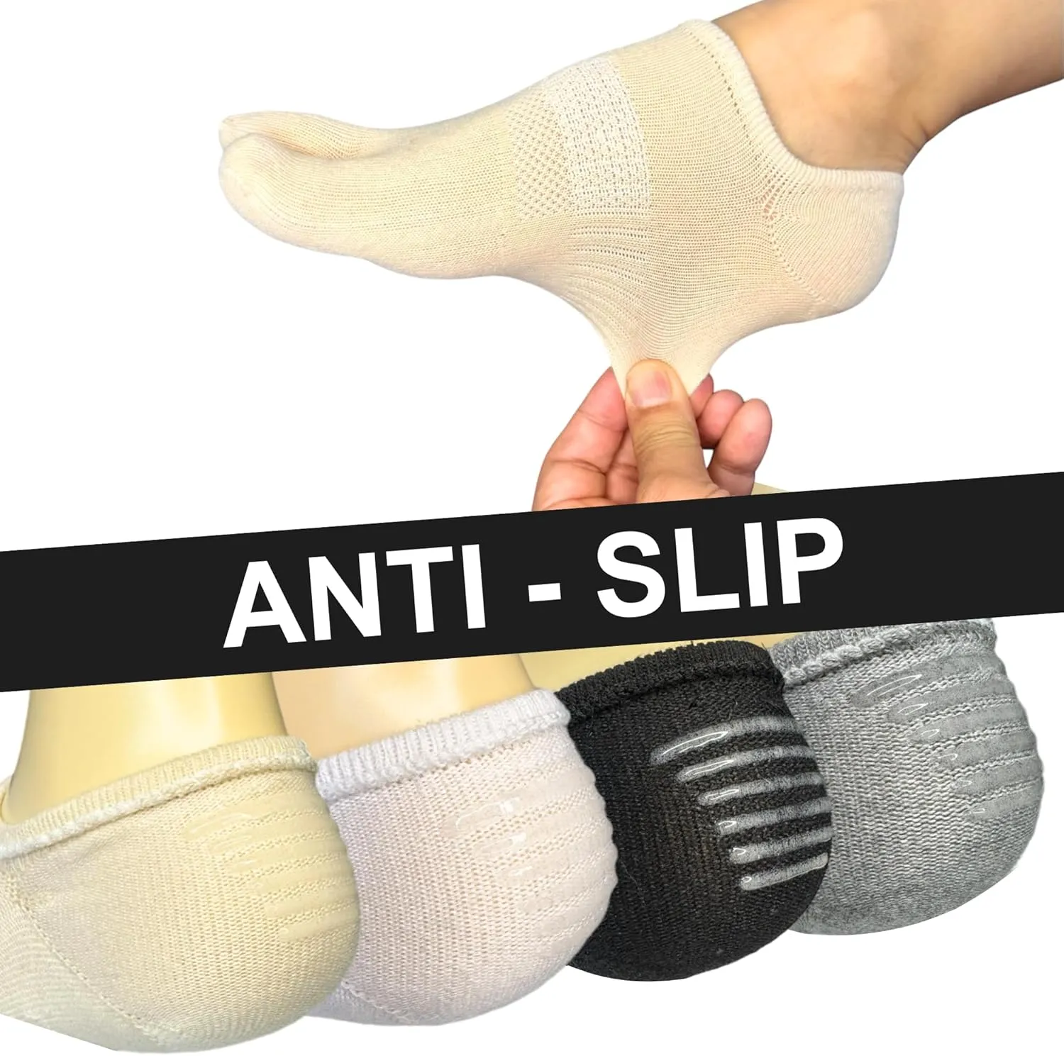 Soxsense No Show Toe Socks Premium Cotton for Women, Align Toes Five Finger Liner Low Cut Thin Socks for Bunion, (4 Pairs)