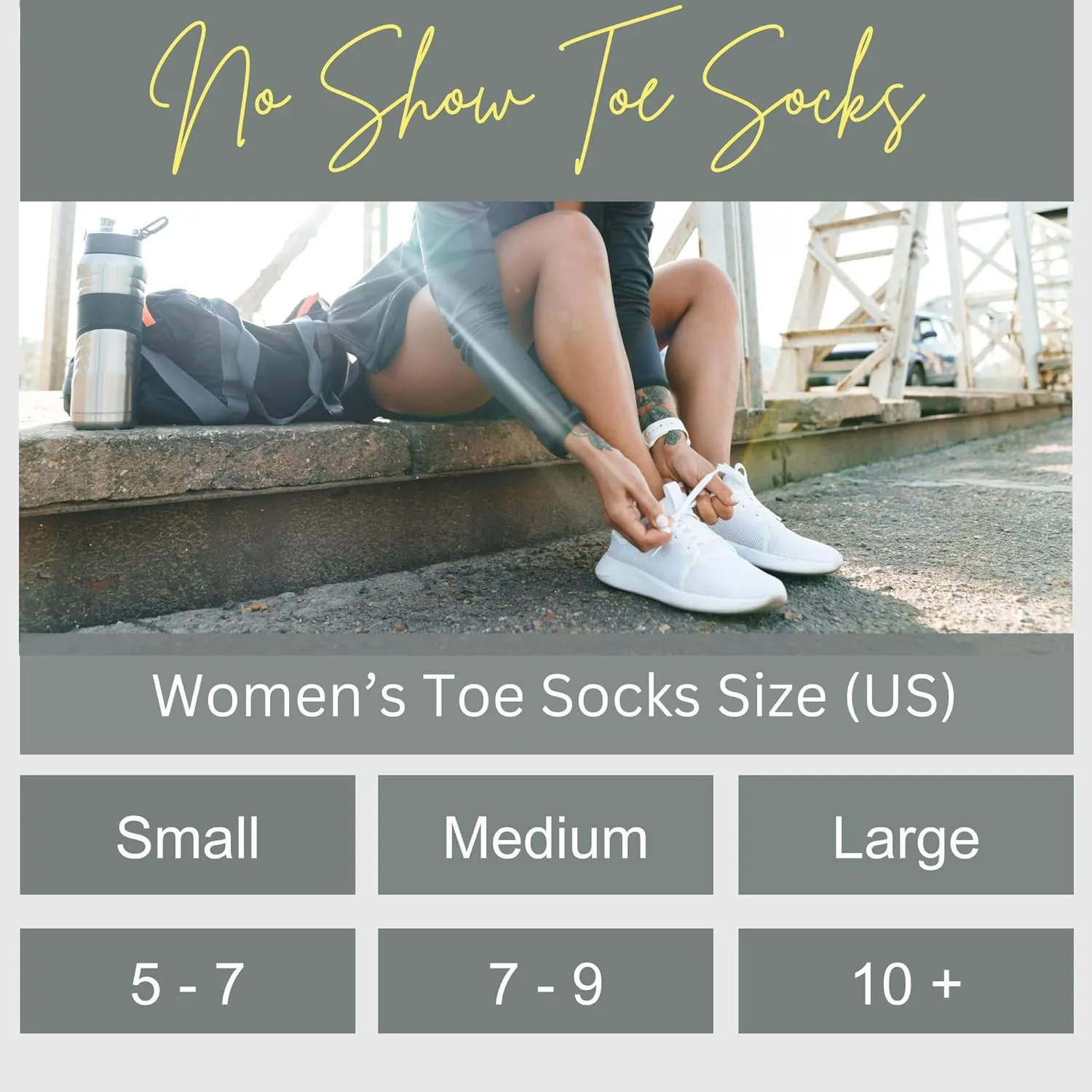 Soxsense No Show Toe Socks Premium Cotton for Women, Align Toes Five Finger Liner Low Cut Thin Socks for Bunion, (4 Pairs)