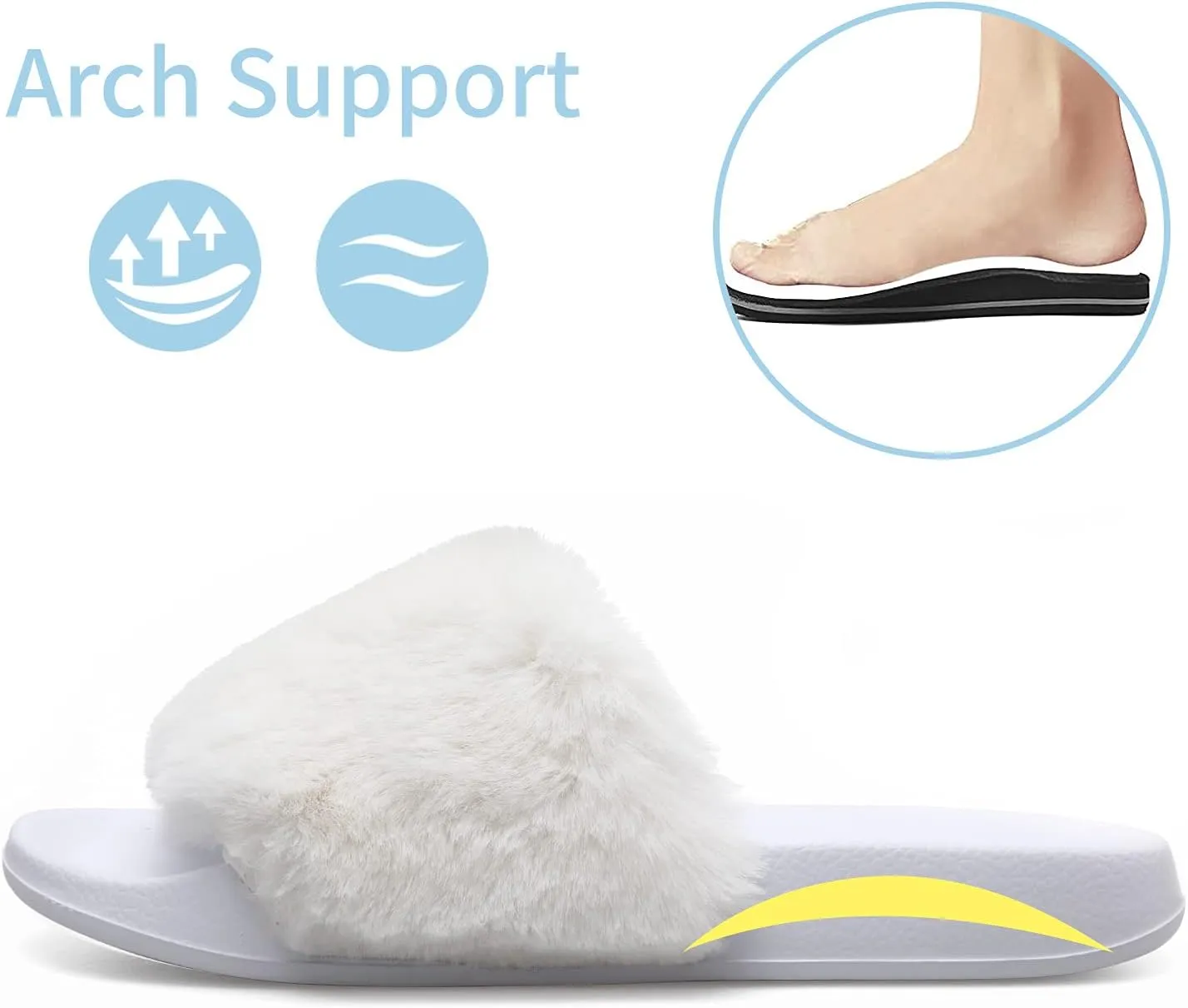 Spesoul Womens Fuzzy Slides Open Toe Furry Slide Slippers Indoor Outdoor Slides Sandals Casual Flat Fluffy House Slippers