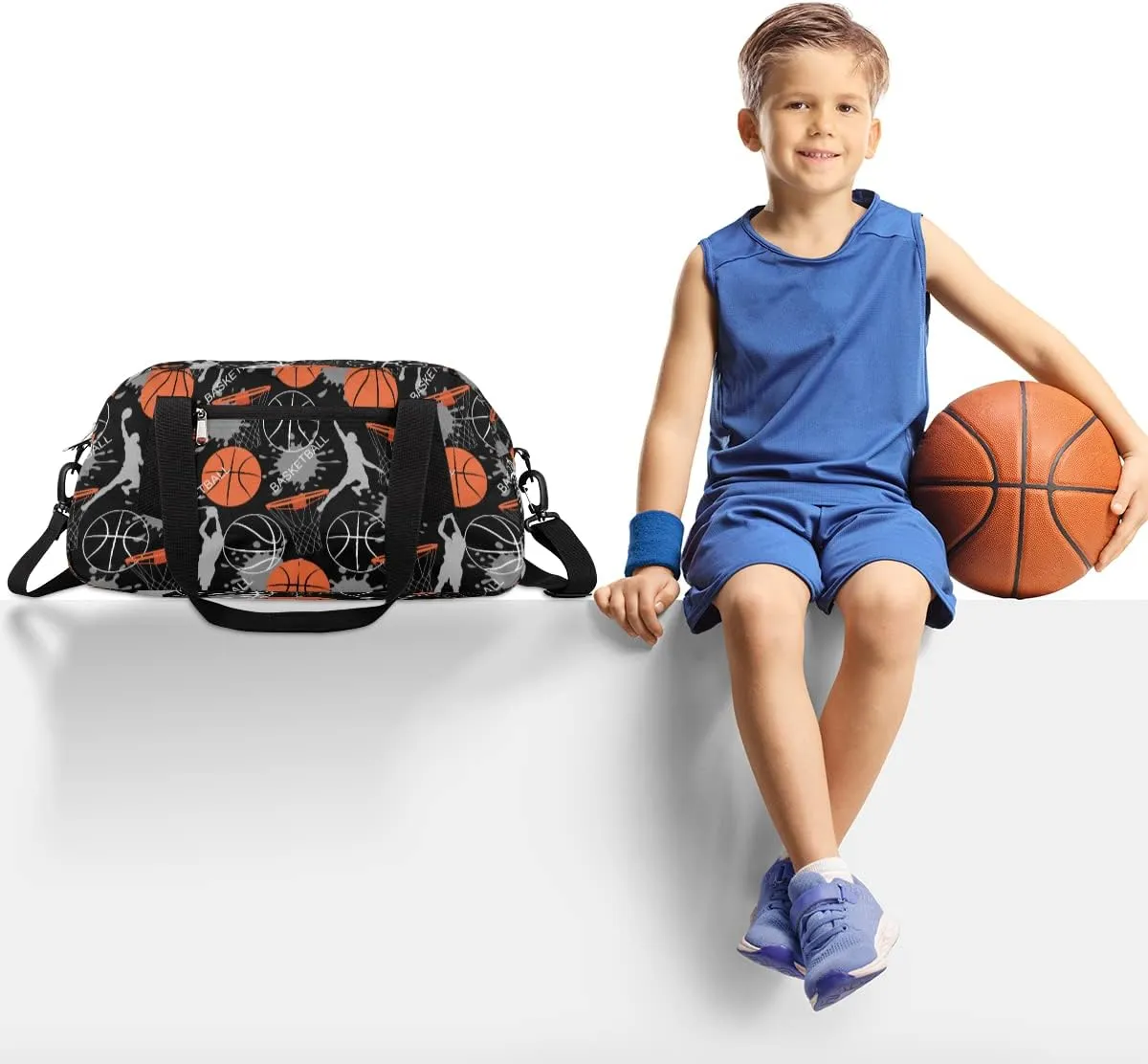 Sport Man Kids Basketball Duffle Bag for Boys & Girls - Dance, Gym, Overnight & Travel Bag