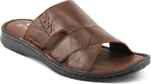 Spring Step Men's NUNZIO Leather Slide Sandals – Cushioned Footbed, Adjustable Straps, All-Day Comfort