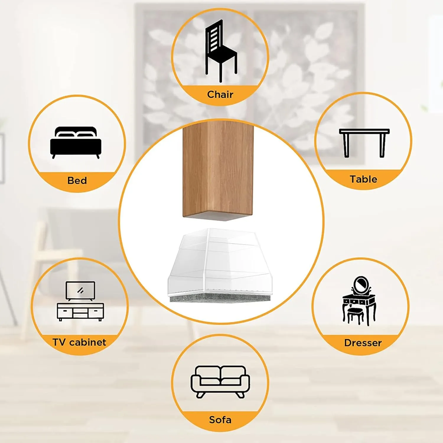 Square Chair Leg Protectors for Hardwood Floors,16 Pcs Silicone Felt Furniture Legs Caps to Prevent Floor from Scratches and Reduce Noise, Easy to Move, (Fit: 2.25" -2.75" Clear).