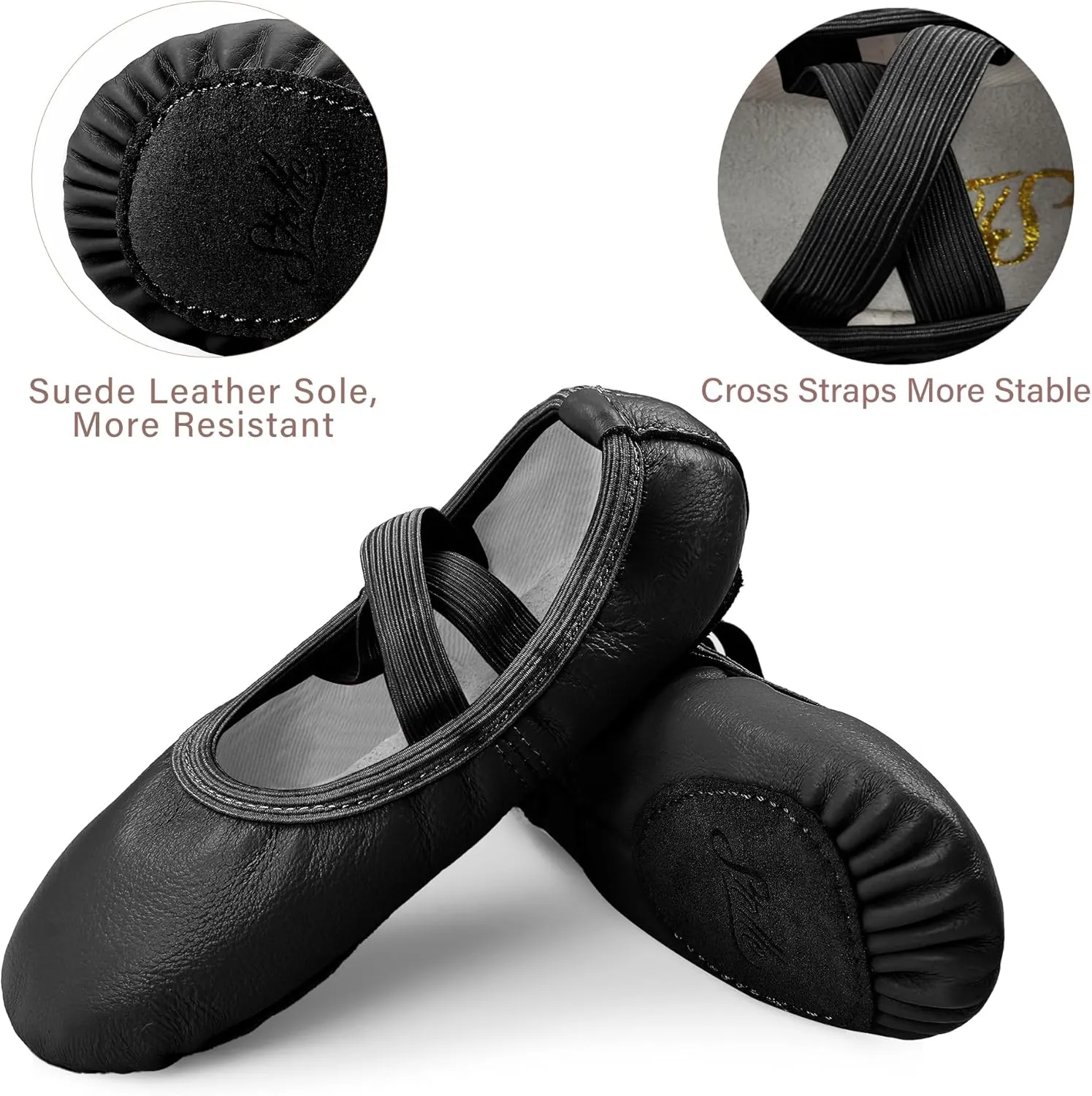 Stelle Ballet Shoes for Girls Dance Slippers Genuine Leather Ballerina Shoes for Toddler/Little Kid/Big Kid