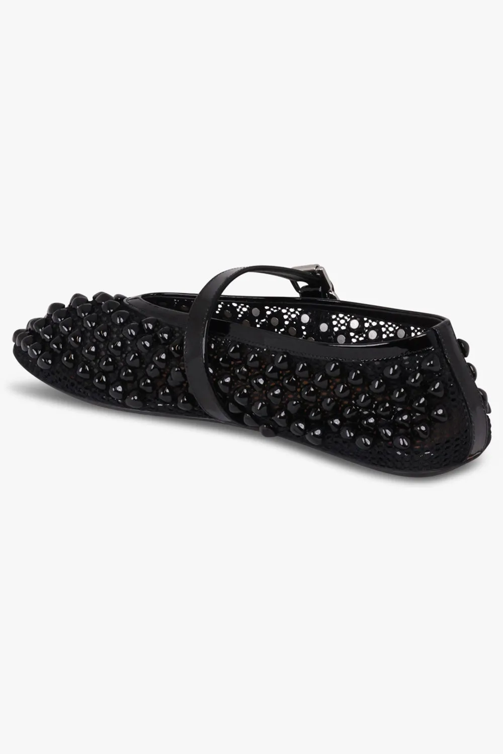 Stud Fishnet Mesh Ballet Flat | Black