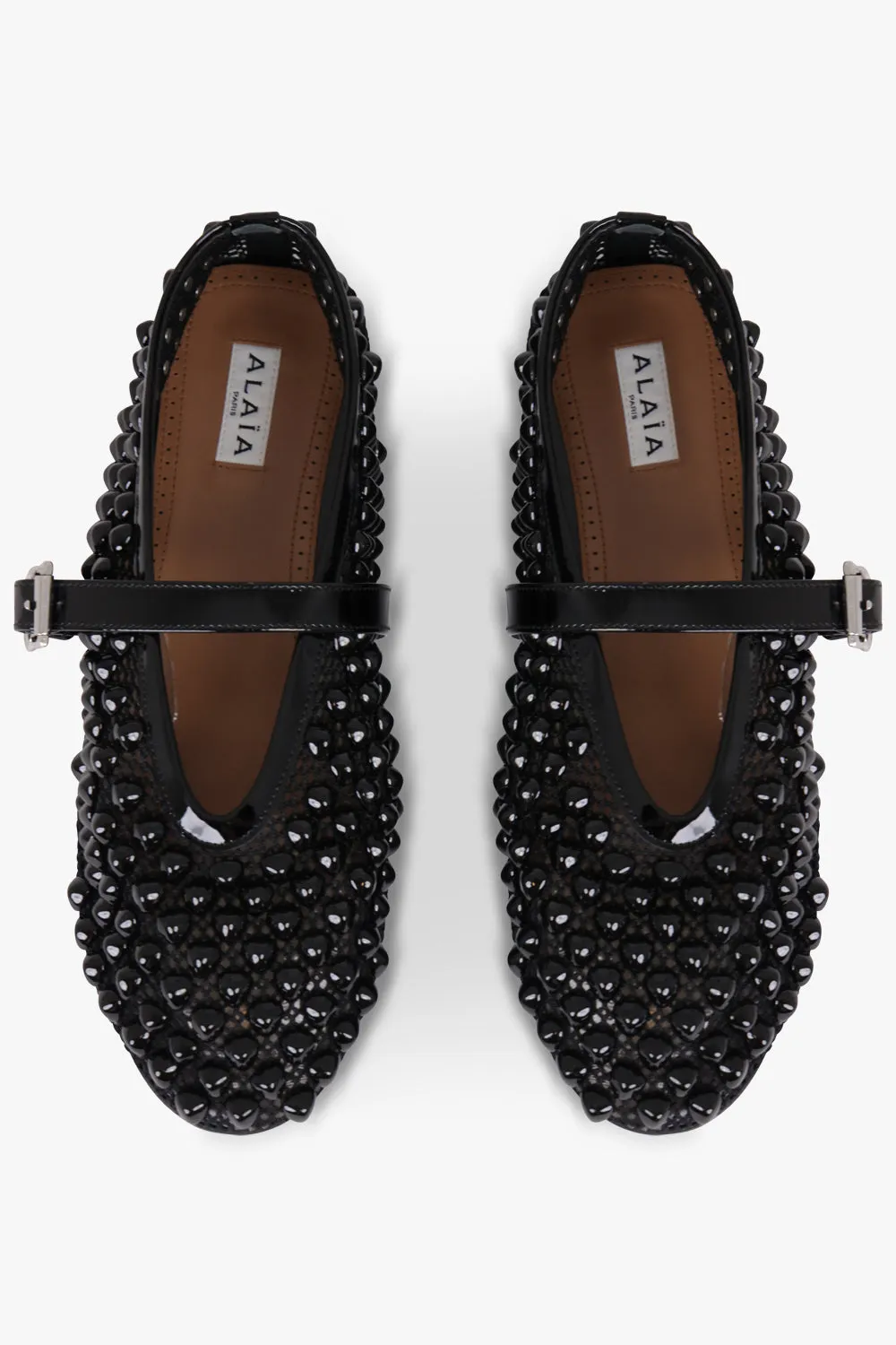 Stud Fishnet Mesh Ballet Flat | Black
