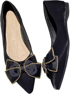 Stunner Women's Ballet Flats Comfortable Pointy Toe Slip On Memory Foam Bowtie Walking Dressy Flats Shoes