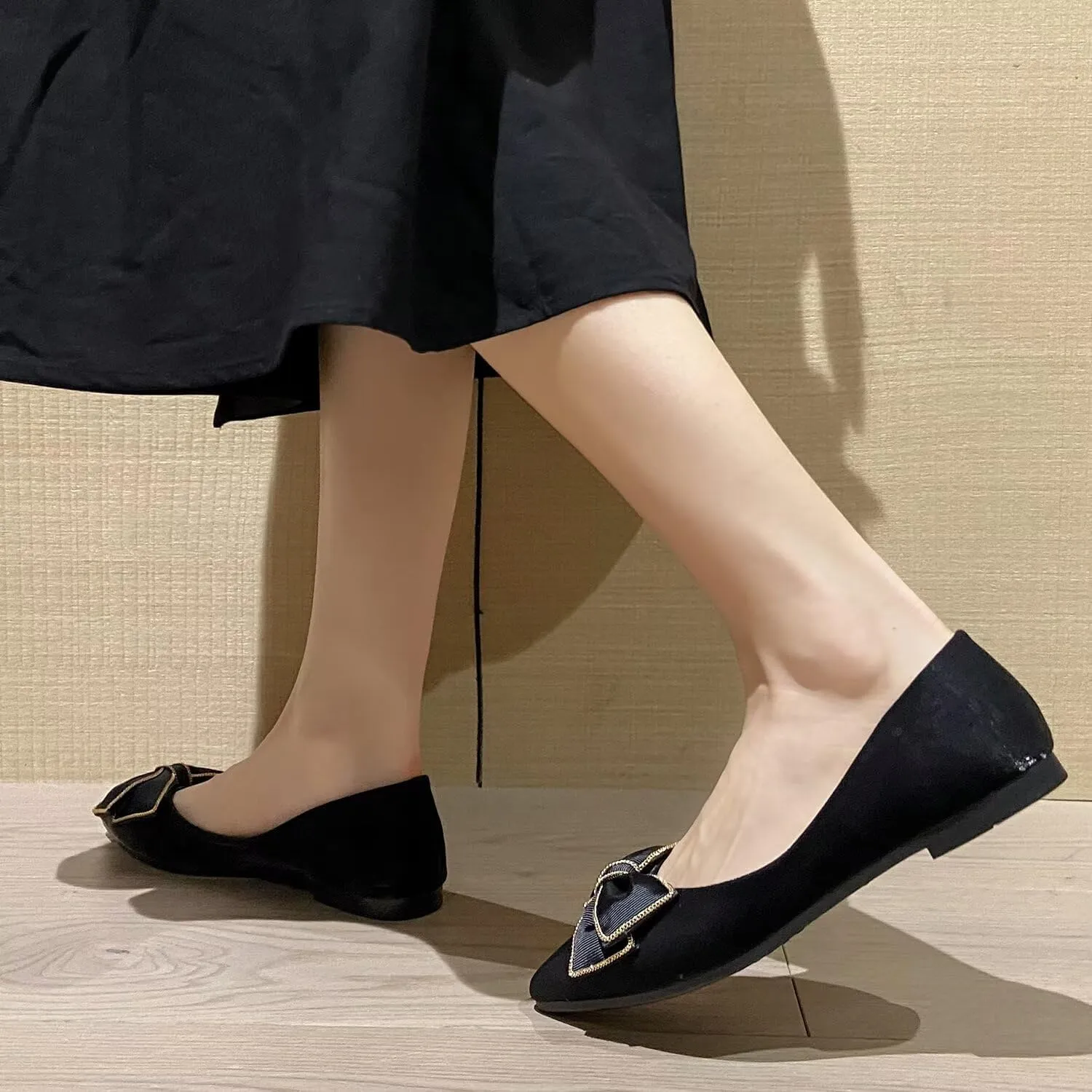 Stunner Women's Ballet Flats Comfortable Pointy Toe Slip On Memory Foam Bowtie Walking Dressy Flats Shoes