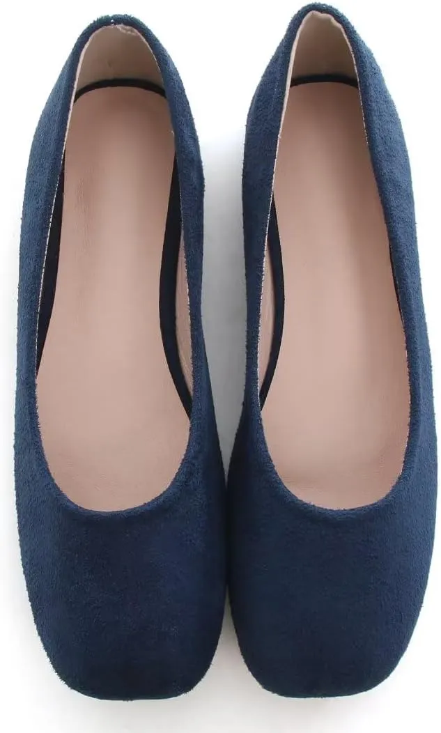 Stunner Women's Comfortable Slip On Ballet Shoes Square Toe Dress Flats Soft Walking Flats