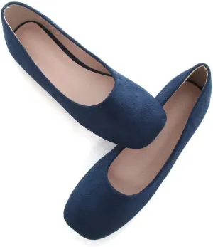 Stunner Women's Comfortable Slip On Ballet Shoes Square Toe Dress Flats Soft Walking Flats
