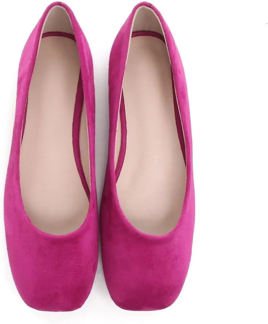 Stunner Women's Comfortable Slip On Ballet Shoes Square Toe Dress Flats Soft Walking Flats