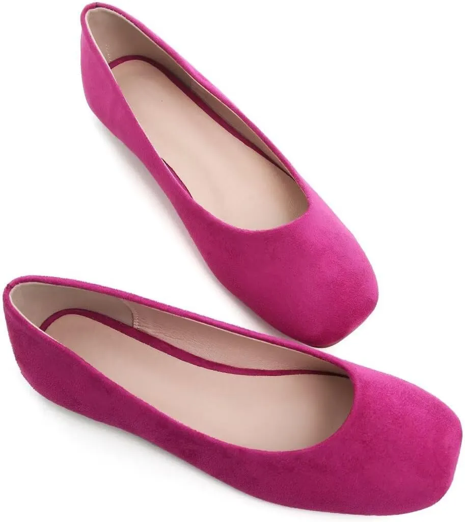 Stunner Women's Comfortable Slip On Ballet Shoes Square Toe Dress Flats Soft Walking Flats