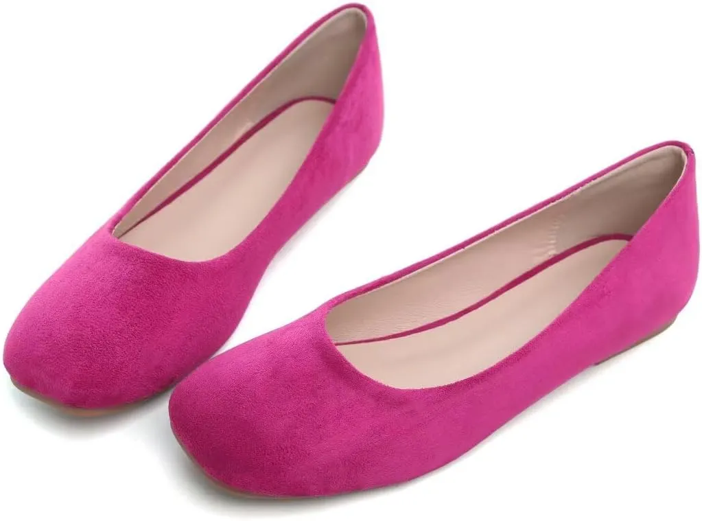 Stunner Women's Comfortable Slip On Ballet Shoes Square Toe Dress Flats Soft Walking Flats