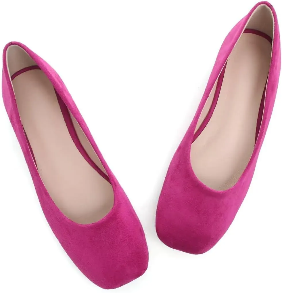 Stunner Women's Comfortable Slip On Ballet Shoes Square Toe Dress Flats Soft Walking Flats