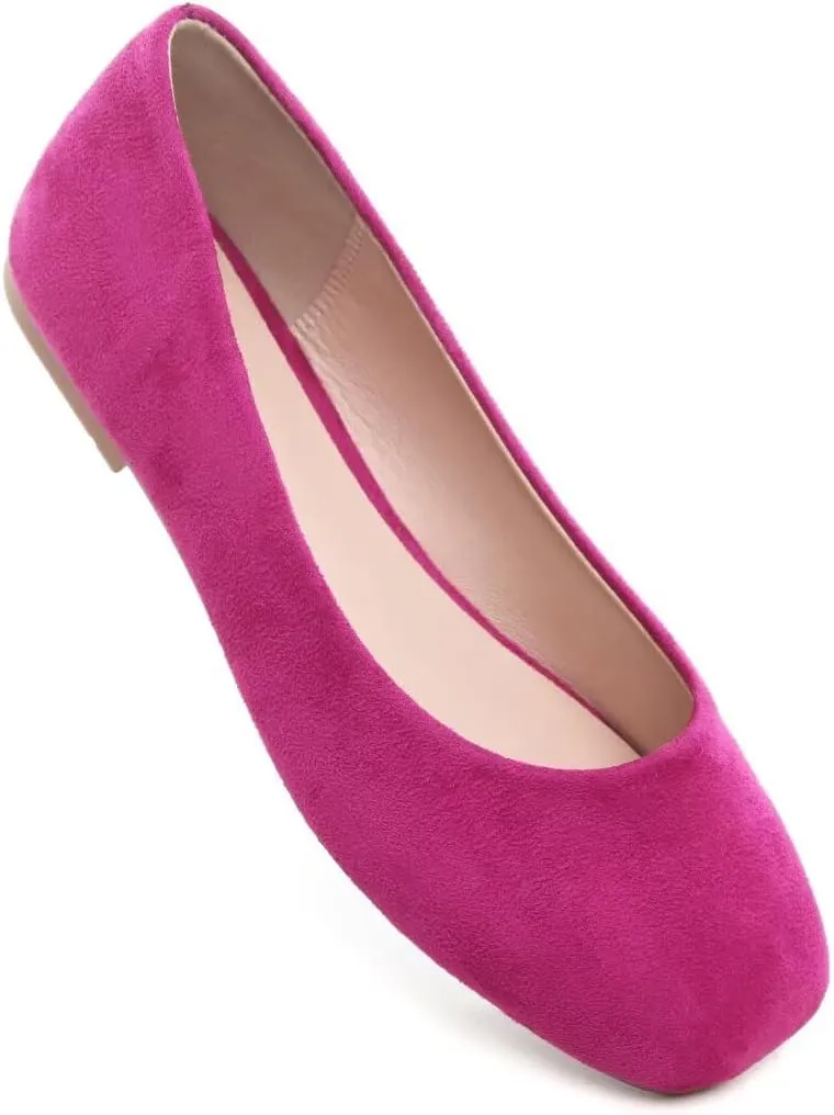 Stunner Women's Comfortable Slip On Ballet Shoes Square Toe Dress Flats Soft Walking Flats