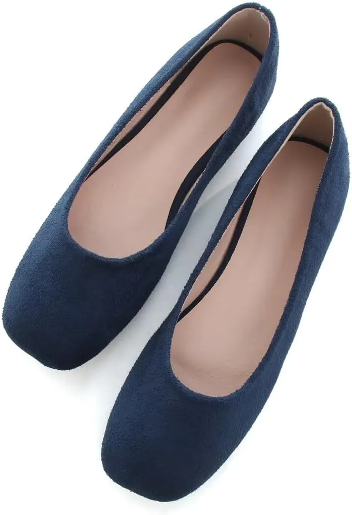 Stunner Women's Comfortable Slip On Ballet Shoes Square Toe Dress Flats Soft Walking Flats