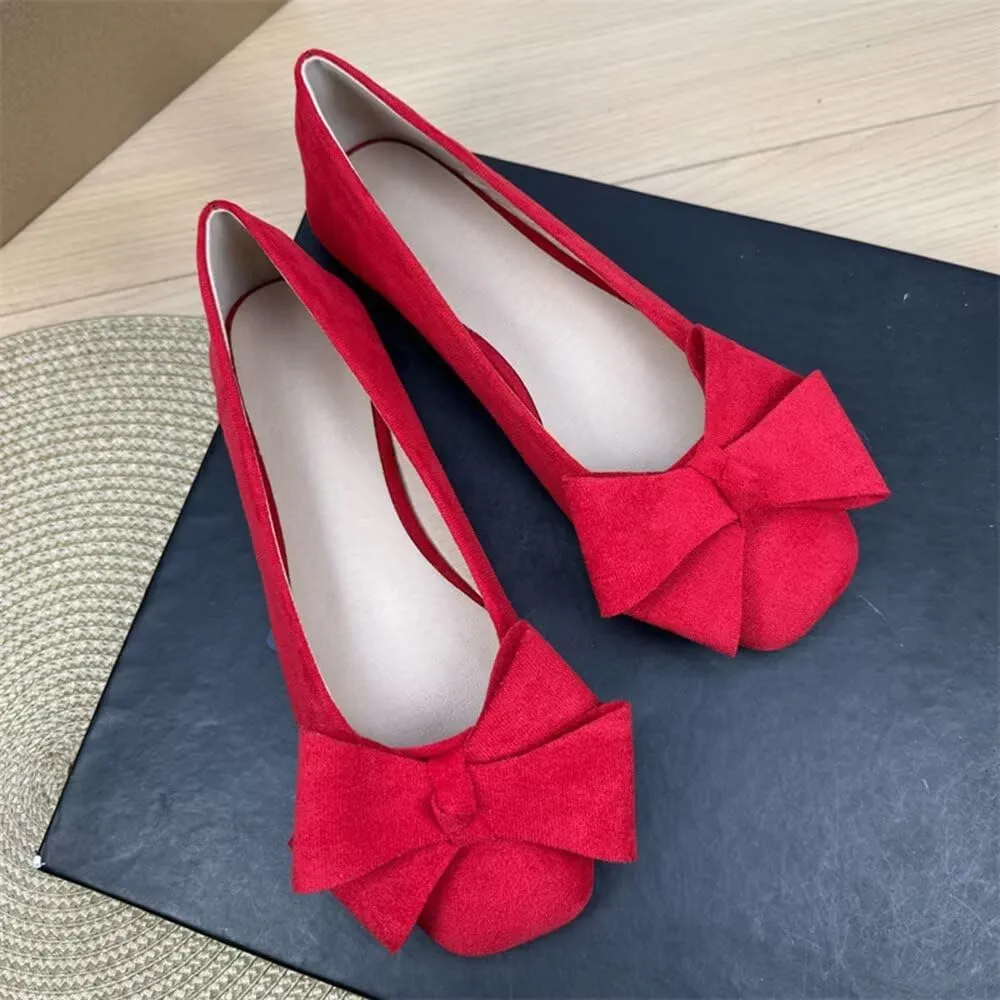 Stunner Women's Flats Comfortable Square Toe Bowknot Ballet Flats Cute Slip On Wedding Party Dressy Flats