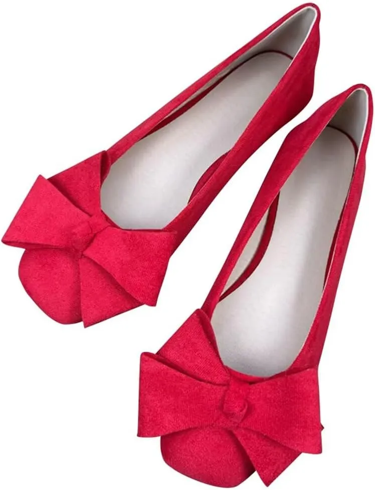 Stunner Women's Flats Comfortable Square Toe Bowknot Ballet Flats Cute Slip On Wedding Party Dressy Flats