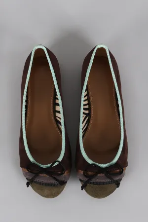 Suede In-demand product Colorblock Round Bow Ballet Toe Flat Mega sale