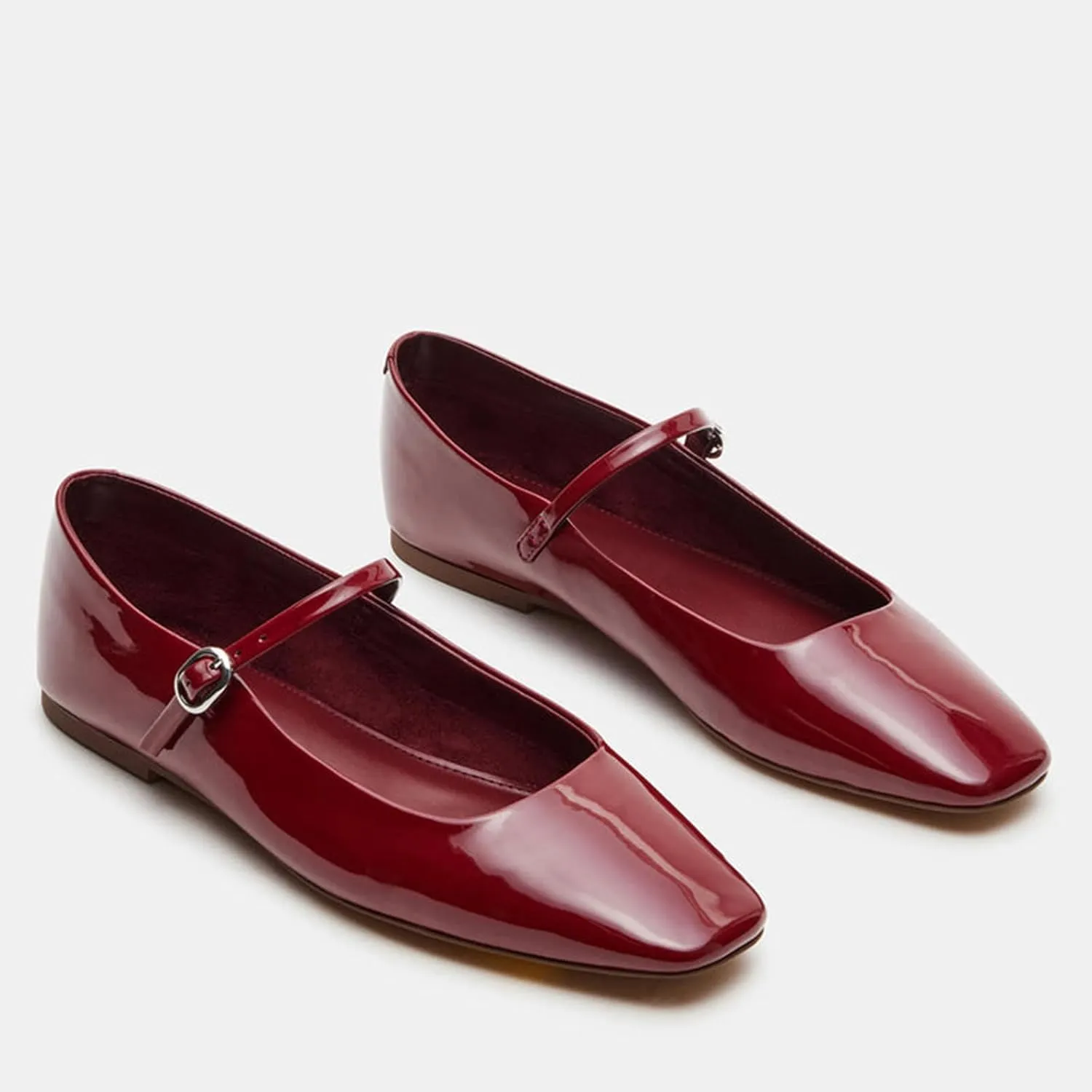 Suede Leather Ballet Flats Shoes for Women Cute Square Toe Slip On Mary Jane Flats Comfy Ballerina Flat Shoes Causal Daily Shoes with Strap
