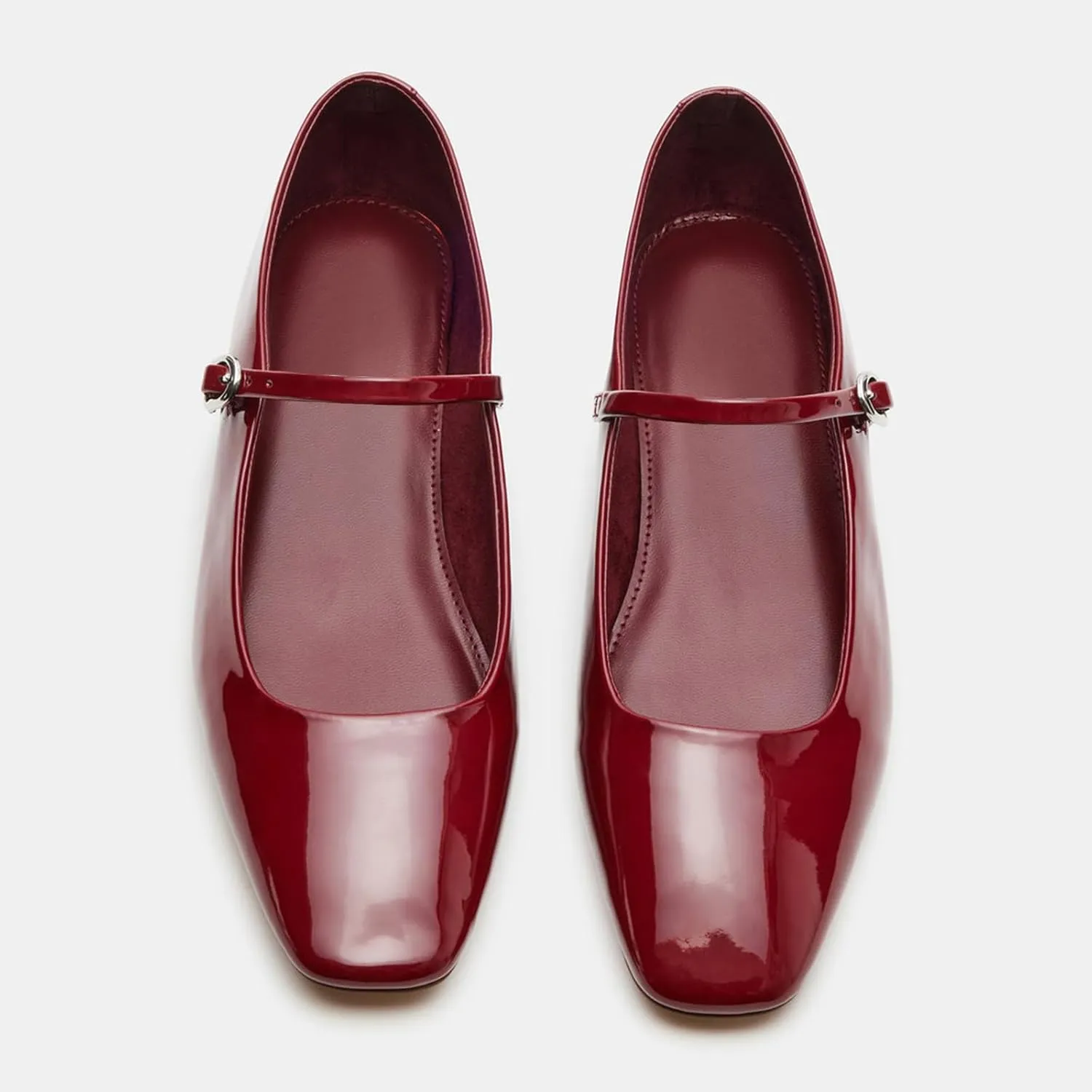 Suede Leather Ballet Flats Shoes for Women Cute Square Toe Slip On Mary Jane Flats Comfy Ballerina Flat Shoes Causal Daily Shoes with Strap